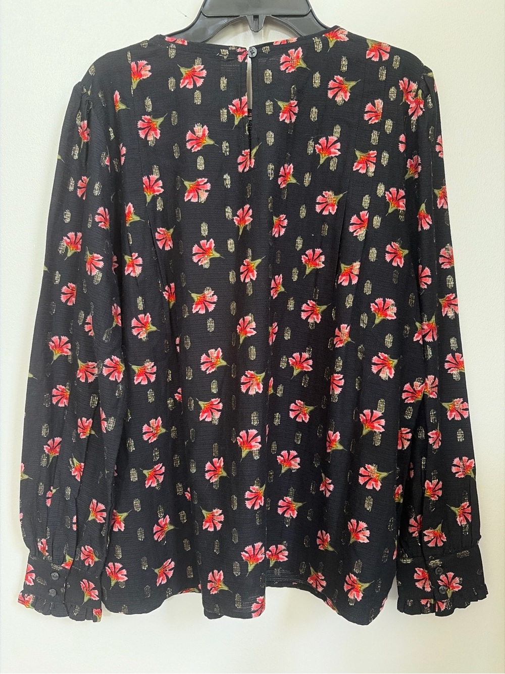LOFT Black Floral Metallic Accent Top - Picture 5 of 5